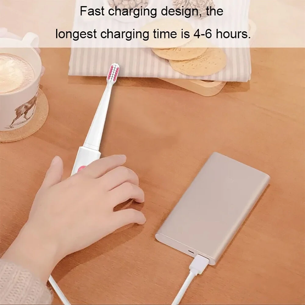 (image for) BORUI IPX7 3 Mode Battery Operated Electric Toothbrush with 3 Brush Heads Oral Hygiene Health Products