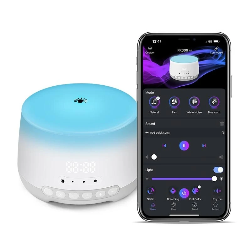 (image for) White Noise Sleep Aid Machine with Bluetooth Speaker App Mobile Phone Control Time,Display Timer,Off Alarm Clock Wake-Up